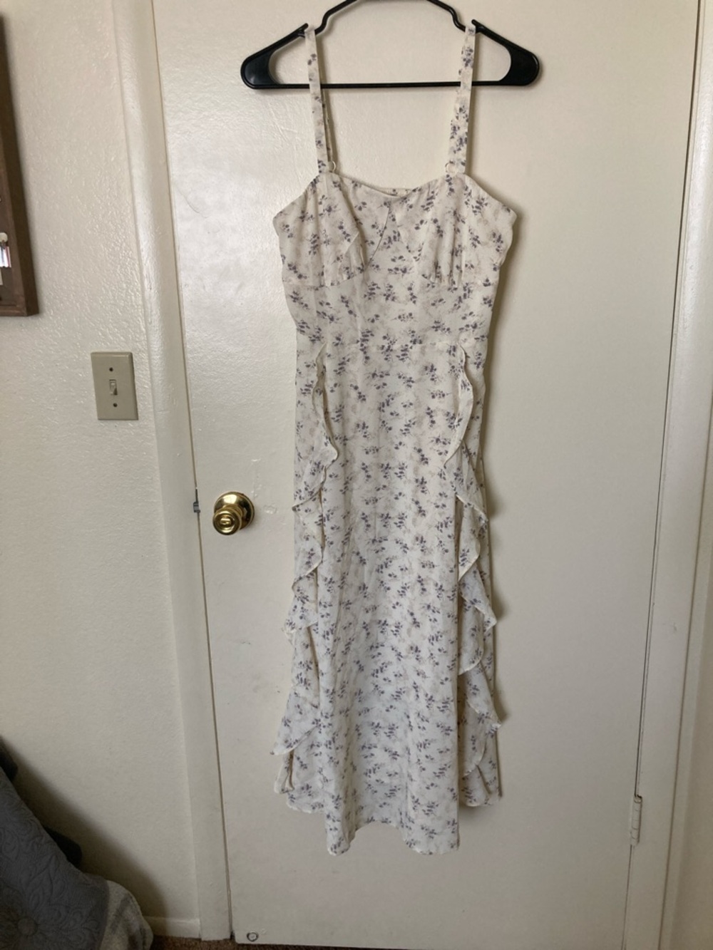 Floral Ruffle Slip Dress in Cream